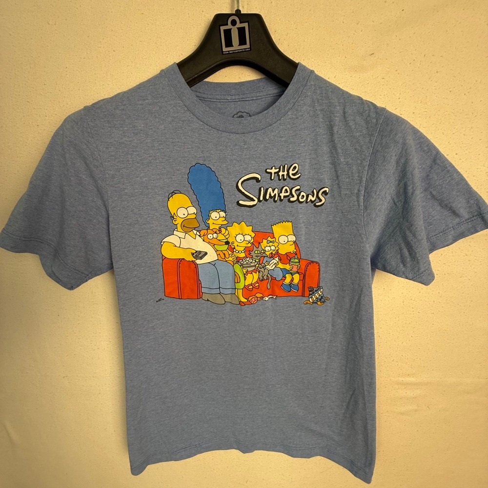 The Simpsons T-Shirt Unisex Small Blue Couch Graphic Heathered Short Sleeve Tee